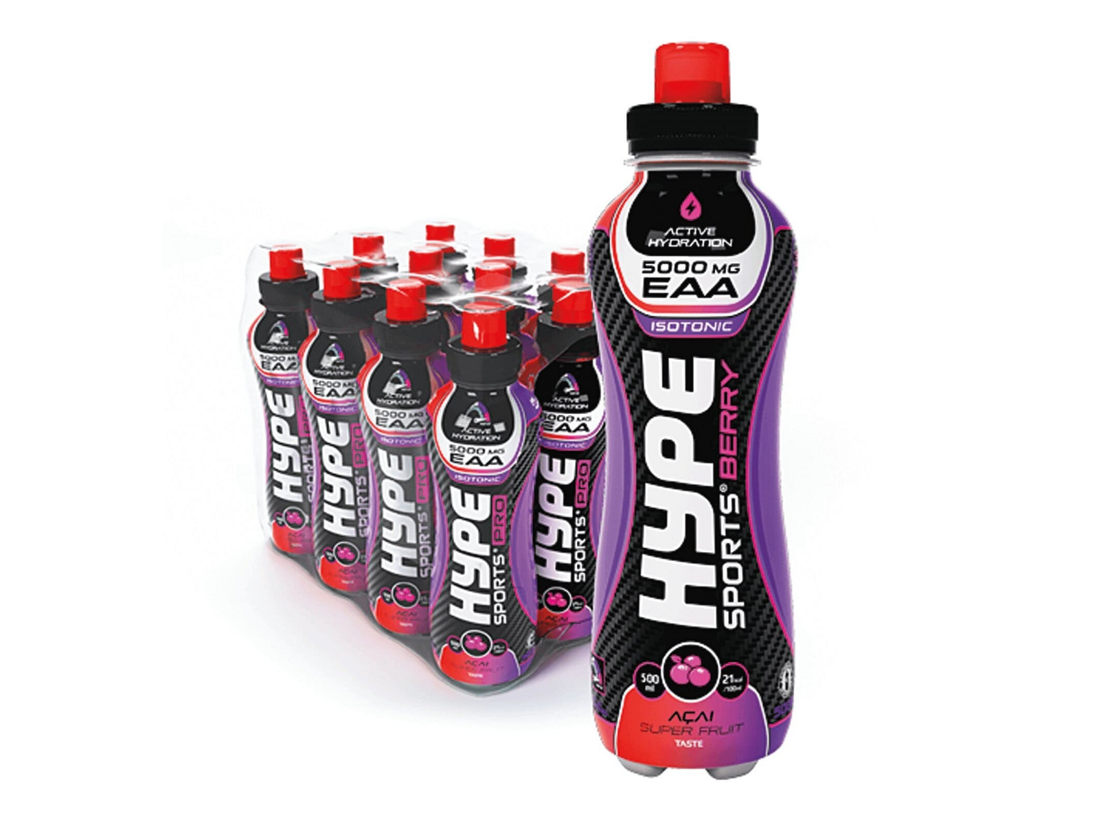 EAA Sport Drink 5000 mg (12-Pack) (Acai Berry - 12 x 500 ml) - HYPE