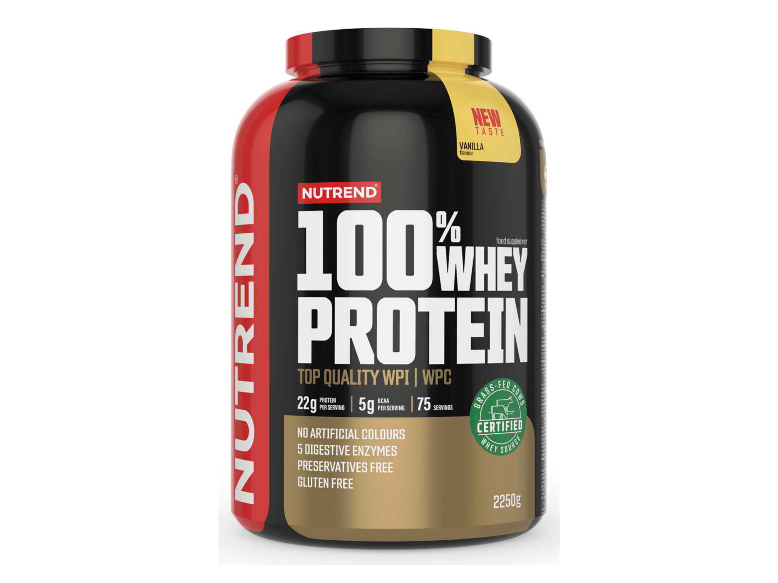 100% Whey Protein (Vanilla - 2250 gram) - Nutrend - Eiwitpoeder - Eiwitshake (90 shakes)