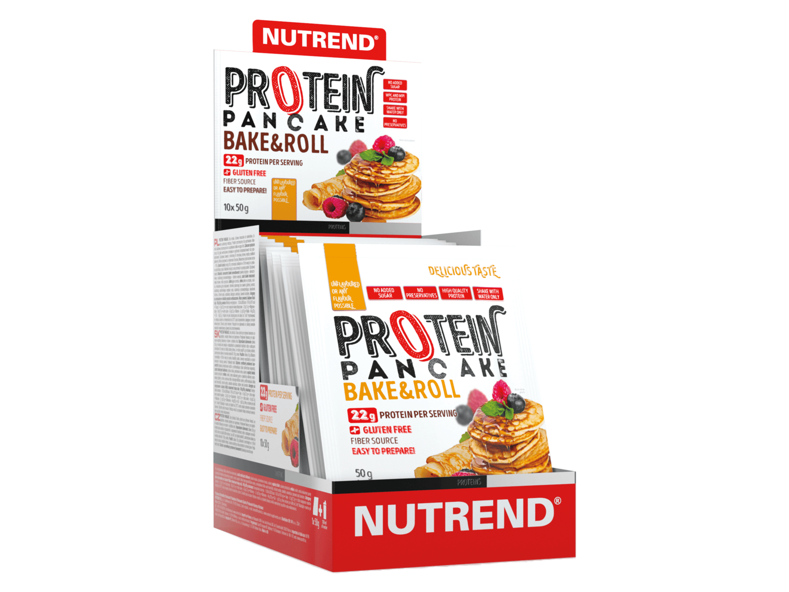 Protein Pancake Bake & Roll (Unflavoured - 10 x 50 gram) - NUTREND - eiwit pannenkoekenmix