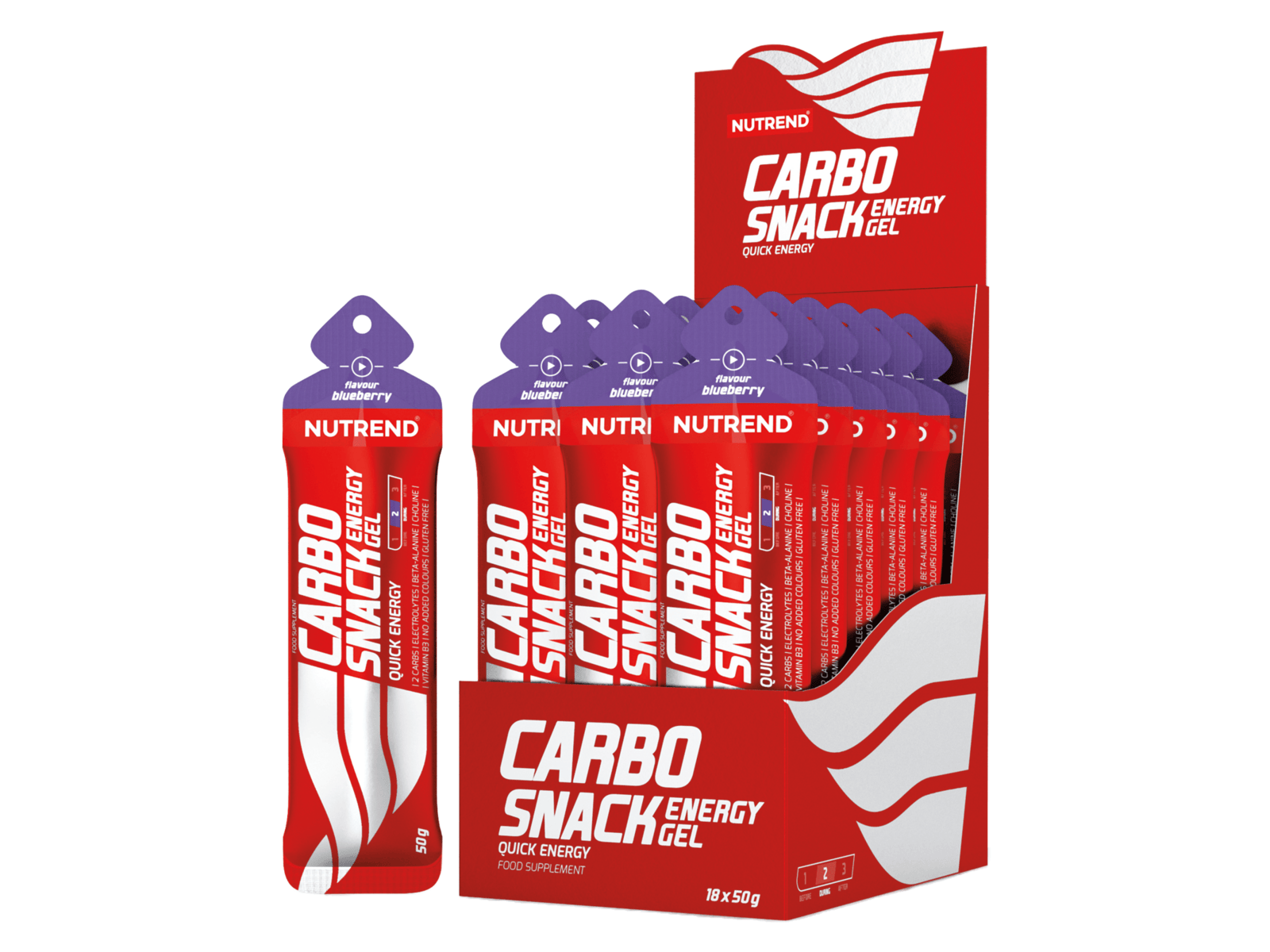 Carbosnack Sachets (Blueberry - 18 x 50 gram) - NUTREND